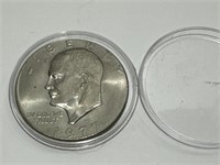 Eisenhower  US dollar coin 1977 in case