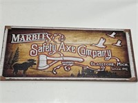Marbles safety ax advertising ad wood sign - is
