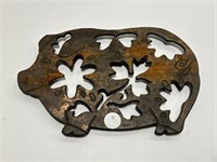 Cast iron pig Trivet - measures about 9 inches