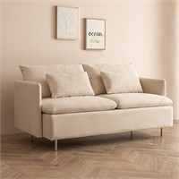 2-Seat Couch with Cotton Linen Fabric