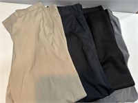4- pair of dress slack pants (2) 34 waist (2) 36