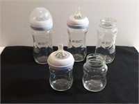 5pc Avent Pyrex Baby Bottles