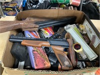 Box lot with knives,guns and watches