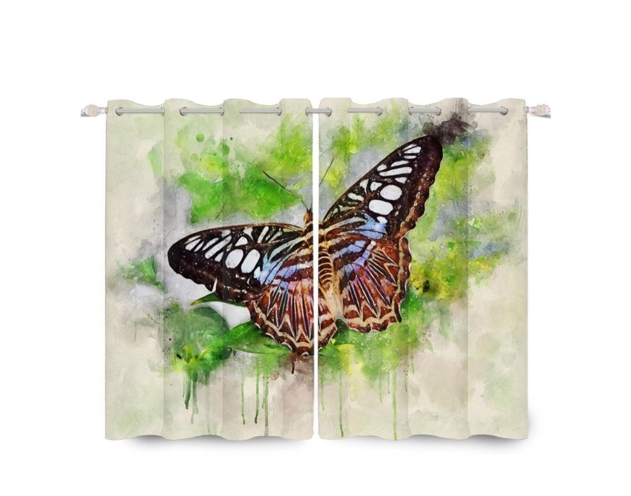 42x63” 2 Panel Yeele Watercolor Butterfly Blackout