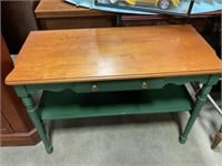 Green hall table w draw and shelf