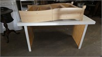 Wood Display Rack & White Wooden Table
