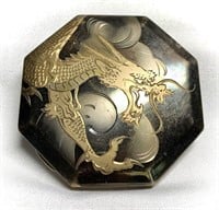 Striking Old Japan Dragon Compact Engraved