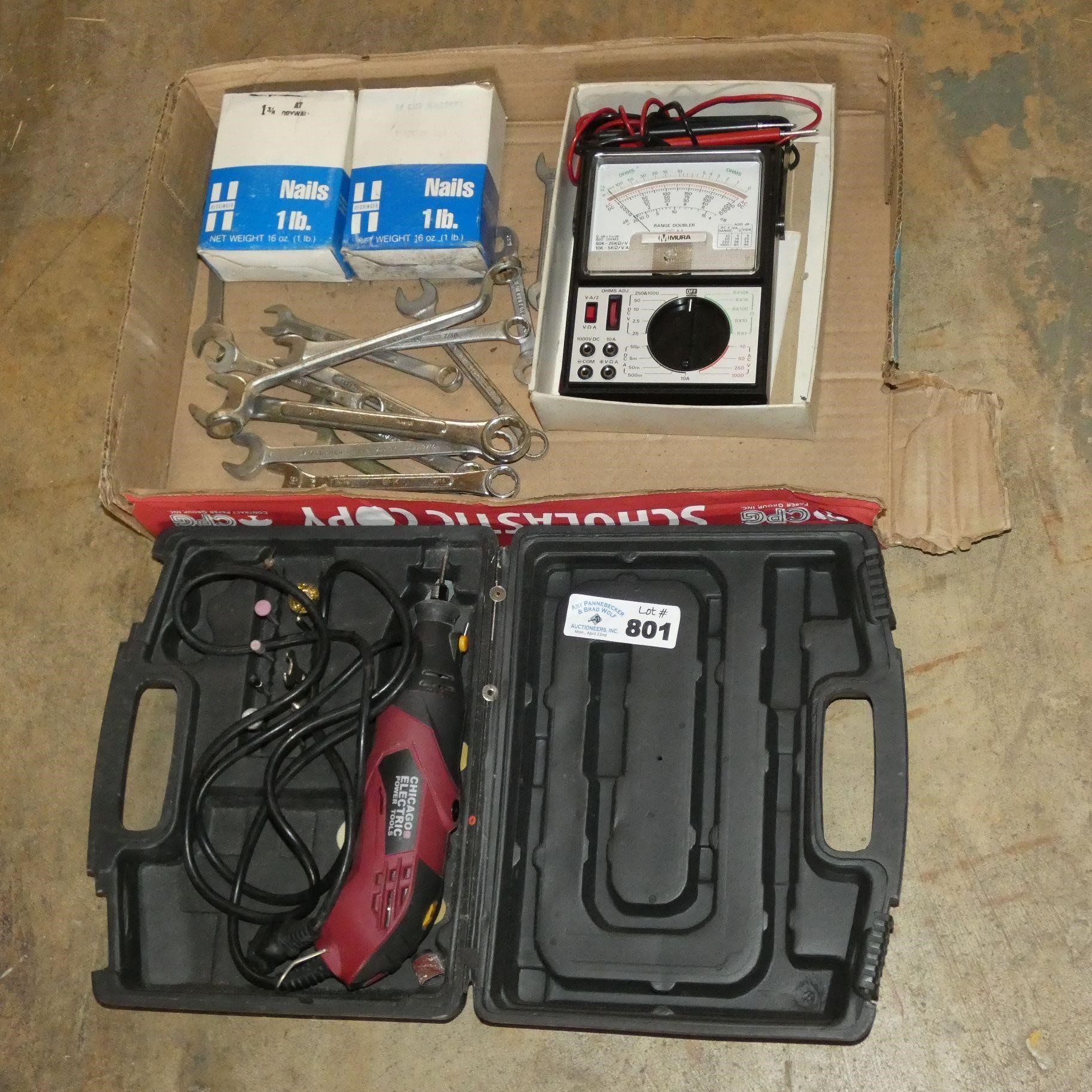 Assorted Wrenches, Chicago Power Tool, Nails