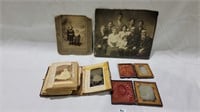 3 tin types and old photo collection
