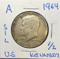 Silver 1964 US Kennedy Half Dollar