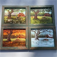 Lot of 4 Vintage Signed Oil Paintings ‘The Four
