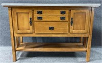 Mission Style Marble Top Sideboard