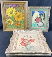 3 Original Floral & Still Life Paintings