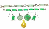 Sterling & Jade Bracelets, Earrings & Pendants