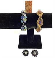 Rhinestone costume jewelry Coro blue bracelet,