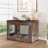 (Read)41in Dog Crate Furniture with Cushion  Brown