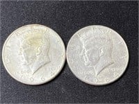 (2) 1964 (P)(D) Kennedy Half Dollars
