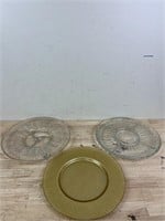 Three glass platter dishes
