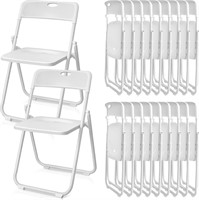 10 Pcs White Folding Chairs  Steel Frame