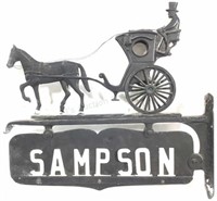 Vintage Horse & Carriage Sampson Post Sign