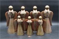 7 Mid-Cent. Copper & Brass Angel Candle Holders