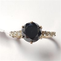 $3385 10K  Black Diamond(2.4ct) Diamond(0.2ct) Rin