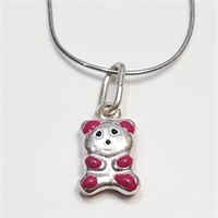 $140 Silver Bear 18" Necklace