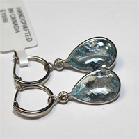 $2600 14K  Aquamarine(7.8ct) Diamond(0.1ct) Earrin
