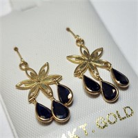 $1400 14K  Blue Sapphire(2.9ct) Earrings