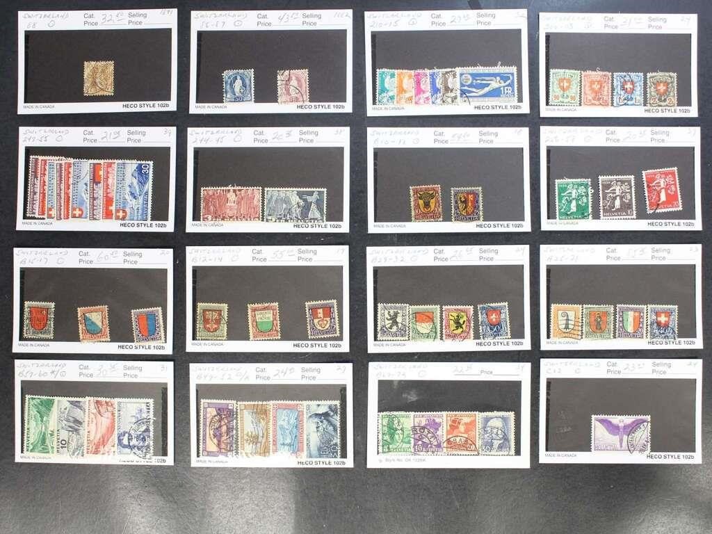 Switzerland Stamps Used on dealer cards incl early