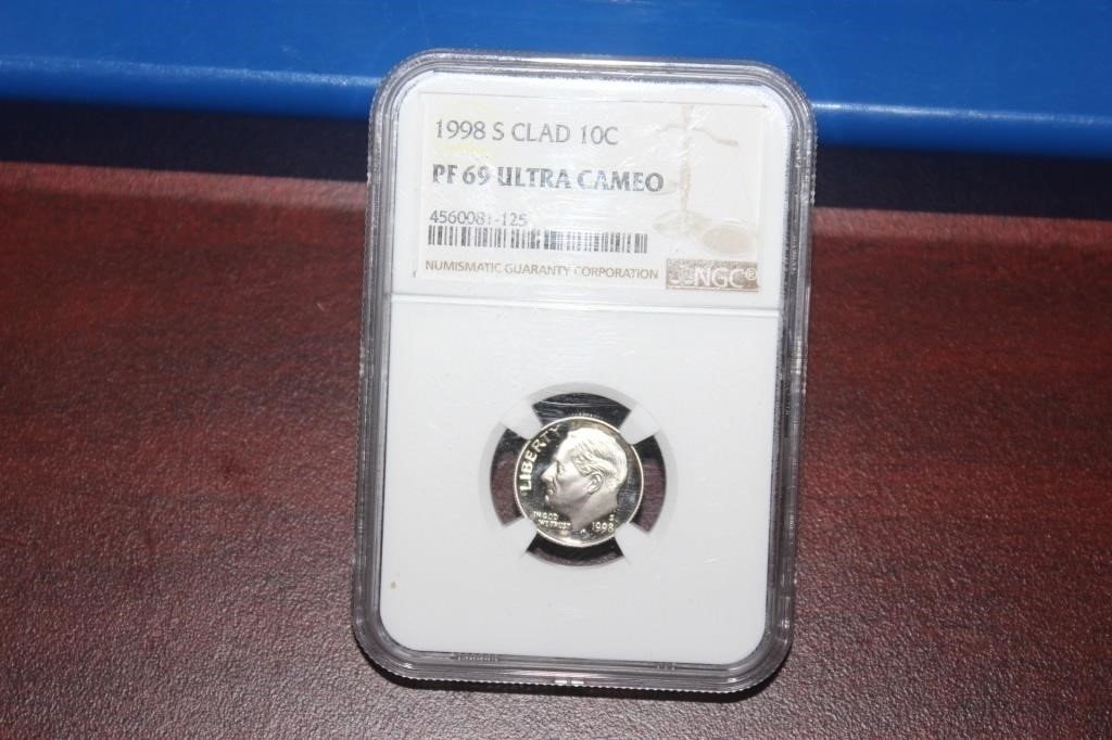 An NGC Graded 1998 - S Clad 10c Coin
