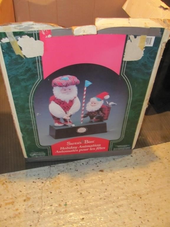 Santa with gold clubs motion figure - works