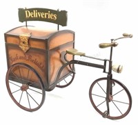 Vtg Style Decorative Delivery Tricycle W/ Storage