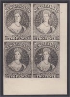 New Zealand Stamps Proof Plate Block of 4, Queen V
