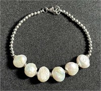 Sterling Silver Pearl Bracelet