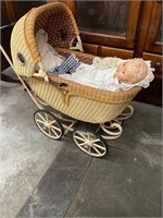 Wicker Baby Stroller