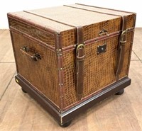 Faux Alligator Leather Storage Trunk Side Table