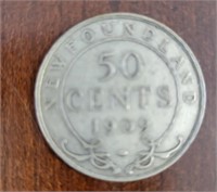 1909 CANADIAN NEWFOUNDLAND 50 CENT COIN