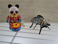 BEETLE AND PANDA WIND UP TIN TOY