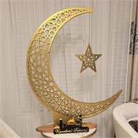 Metal Crescent Moon and Star  Islamic Decoration