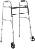 Medline Two-Button Folding Walker with Wheels,