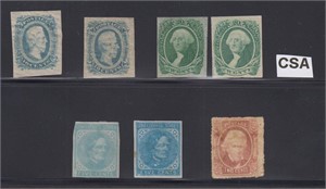 Confederate States Stamps Mint No Gum group of 7 o