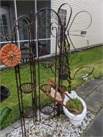 WROUGHT IRON PLANT STANDS, PLANTS