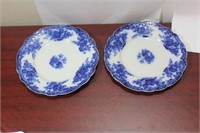 A Pair of Burslem Flow Blue Bread Plates