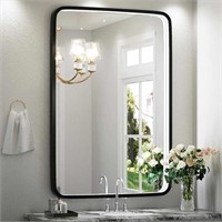 36x24 Inch LED Bathroom Mirror with Lights, Black