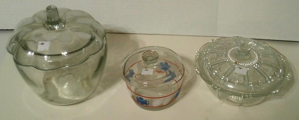 3 Glass Candy Dishes