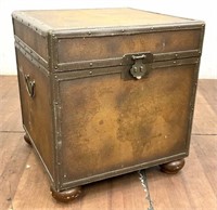 Old World Faux Leather & Wood Storage Trunk