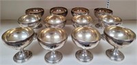 12 WEIGHTED STERLING SHEBERT CUPS, APPROX 32 OZ