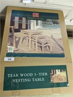 TEAK WOOD 3 TIER NESTING TABLES