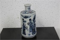 A Signed Chinese Blue, White and Copper Red Bottle